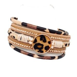Multi-Layer Bohemian Leopard Magnetic Bracelet